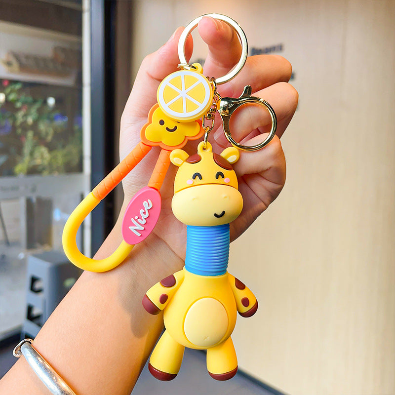 Wholesale Cartoon Doll Telescopic Neck Giraffe Silicone Keychain